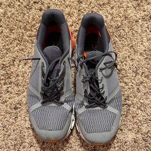 OnClouds Helion Gray and Orange Shoes